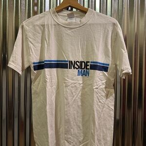 Gildan White Tee with Blue Graphic